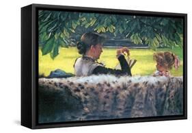 A Story Read-James Tissot-Framed Stretched Canvas