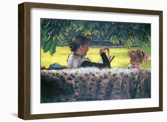 A Story Read-James Tissot-Framed Art Print