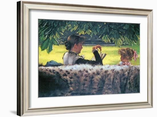 A Story Read-James Tissot-Framed Art Print