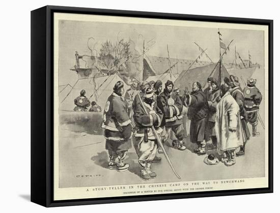 A Story-Teller in the Chinese Camp on the Way to Newchwang-Charles Edwin Fripp-Framed Stretched Canvas