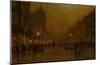 A Street at Night-John Atkinson Grimshaw-Mounted Giclee Print