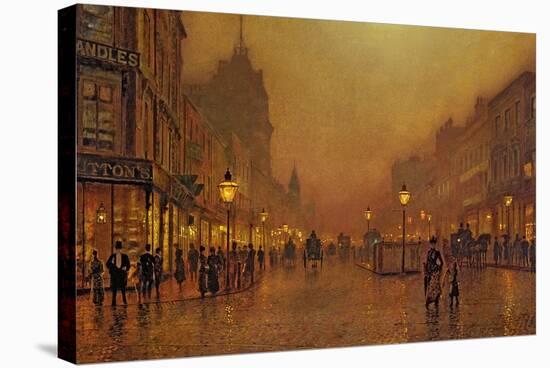 A Street at Night-John Atkinson Grimshaw-Stretched Canvas