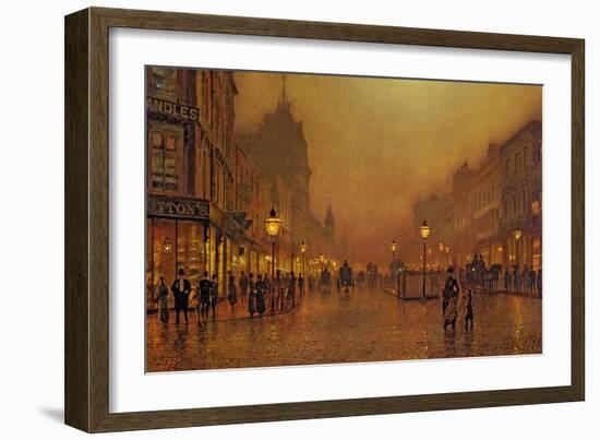 A Street at Night-John Atkinson Grimshaw-Framed Giclee Print