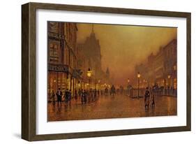 A Street at Night-John Atkinson Grimshaw-Framed Giclee Print