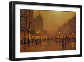 A Street at Night-John Atkinson Grimshaw-Framed Giclee Print