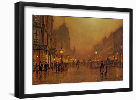 A Street at Night-John Atkinson Grimshaw-Framed Giclee Print