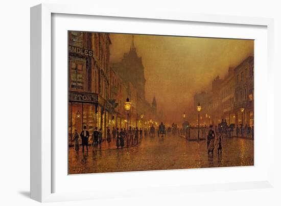 A Street at Night-John Atkinson Grimshaw-Framed Giclee Print