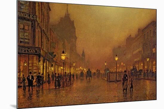 A Street at Night-John Atkinson Grimshaw-Mounted Giclee Print