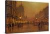 A Street at Night-John Atkinson Grimshaw-Stretched Canvas