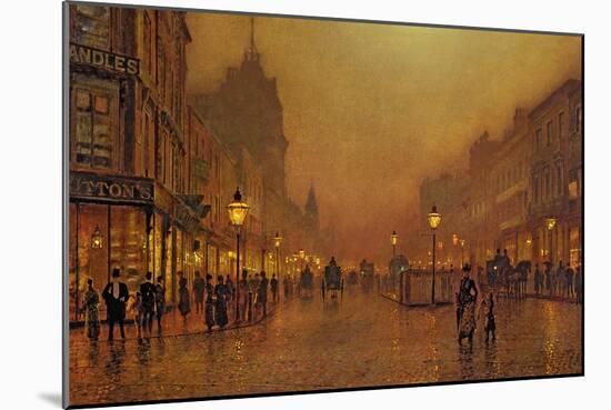 A Street at Night-John Atkinson Grimshaw-Mounted Premium Giclee Print