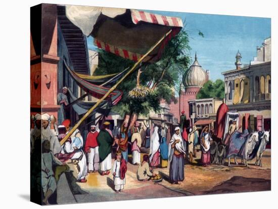 A Street at the Back of Jami Masjid, Delhi, India, 1857-William Carpenter-Stretched Canvas