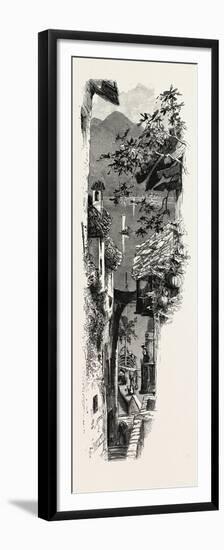 A Street at Varenna, the Italian Lakes, Italy, 19th Century-null-Framed Premium Giclee Print