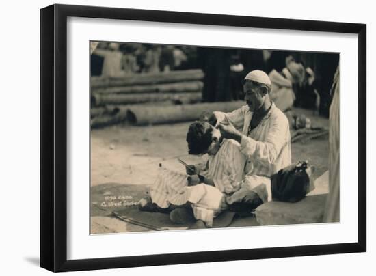 A Street Barber, Cairo, Egypt, 1936-null-Framed Photographic Print