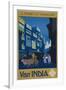 A Street by Moonlight - Visit India-null-Framed Giclee Print