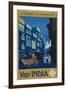 A Street by Moonlight - Visit India-null-Framed Giclee Print