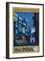 A Street by Moonlight - Visit India-null-Framed Giclee Print