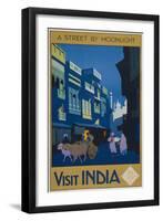 A Street by Moonlight - Visit India-null-Framed Giclee Print