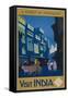 A Street by Moonlight - Visit India-null-Framed Stretched Canvas