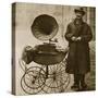 A Street Hawker Entertains with a Gramophone, Transported in a Pram-null-Stretched Canvas