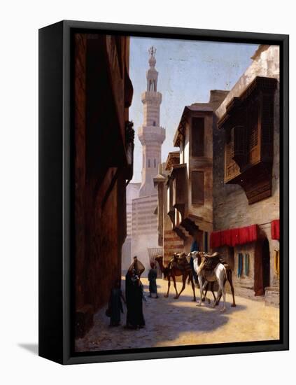 A Street in Cairo-Jean Leon Gerome-Framed Stretched Canvas