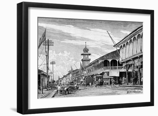 A Street in Guayaquil, Ecuador, 1895-null-Framed Giclee Print