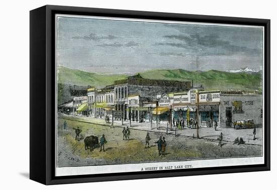 A Street in Salt Lake City, Utah, USA, C1880-null-Framed Stretched Canvas