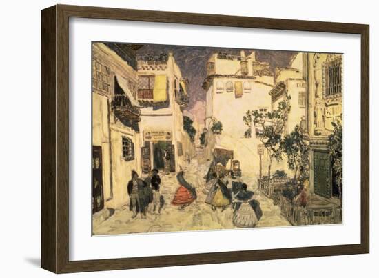 A Street in Seville, Sketch for the Stage Set for Bizet's Opera 'Carmen', 1906-Aleksandr Jakovlevic Golovin-Framed Giclee Print