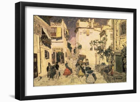 A Street in Seville, Sketch for the Stage Set for Bizet's Opera 'Carmen', 1906-Aleksandr Jakovlevic Golovin-Framed Giclee Print