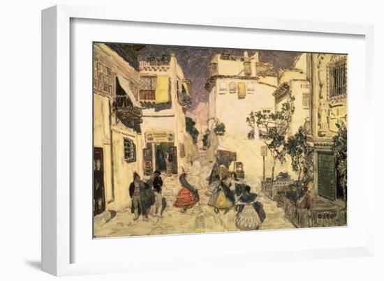 A Street in Seville, Sketch for the Stage Set for Bizet's Opera 'Carmen', 1906-Aleksandr Jakovlevic Golovin-Framed Giclee Print