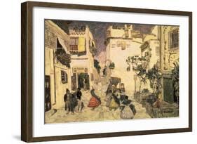 A Street in Seville, Sketch for the Stage Set for Bizet's Opera 'Carmen', 1906-Aleksandr Jakovlevic Golovin-Framed Giclee Print