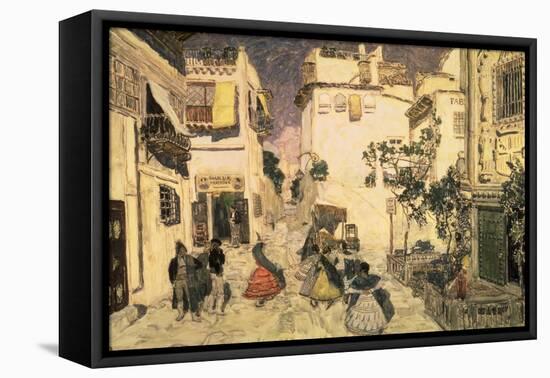 A Street in Seville, Sketch for the Stage Set for Bizet's Opera 'Carmen', 1906-Aleksandr Jakovlevic Golovin-Framed Stretched Canvas