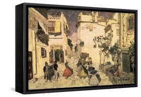 A Street in Seville, Sketch for the Stage Set for Bizet's Opera 'Carmen', 1906-Aleksandr Jakovlevic Golovin-Framed Stretched Canvas