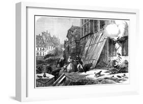 A Street in Strasbourg During the Siege and Bombardment, Franco-Prussian War, 1870-null-Framed Giclee Print