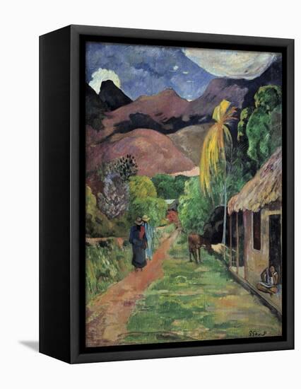 A Street in Tahiti by Paul Gauguin-null-Framed Stretched Canvas