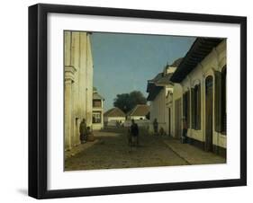 A Street in the Old Part of Batavia, Street and Leaning Against the Walls, Some Natives-Jan Weissenbruch-Framed Art Print