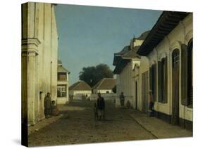 A Street in the Old Part of Batavia, Street and Leaning Against the Walls, Some Natives-Jan Weissenbruch-Stretched Canvas