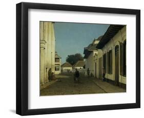 A Street in the Old Part of Batavia, Street and Leaning Against the Walls, Some Natives-Jan Weissenbruch-Framed Art Print