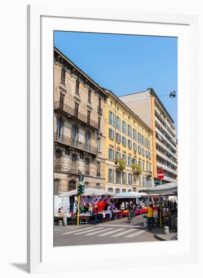 A street market in Milan, Lombardy, Italy, Europe-Alexandre Rotenberg-Framed Photographic Print