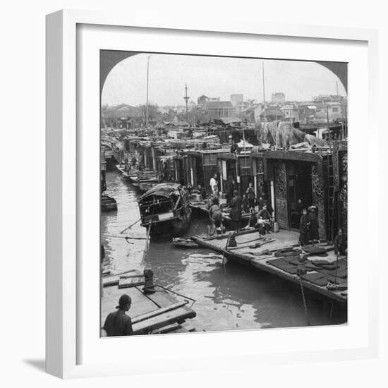 A Street of 'Flower Boats, Canton, China, 1900-Underwood & Underwood-Framed Photographic Print