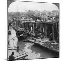 A Street of 'Flower Boats, Canton, China, 1900-Underwood & Underwood-Mounted Photographic Print