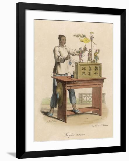 A Street Puppet Show. the Automaton Figures are Operated by a Set of Strings-null-Framed Art Print