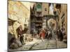 A Street Scene, Damascus (Oil on Panel)-Gustave Bauernfeind-Mounted Giclee Print