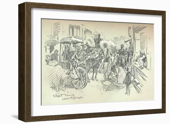 A Street Scene in Delhi, C1903-Leonard Raven-hill-Framed Giclee Print