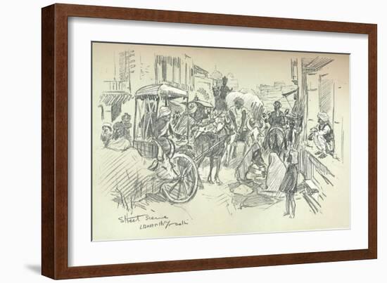 A Street Scene in Delhi, C1903-Leonard Raven-hill-Framed Giclee Print