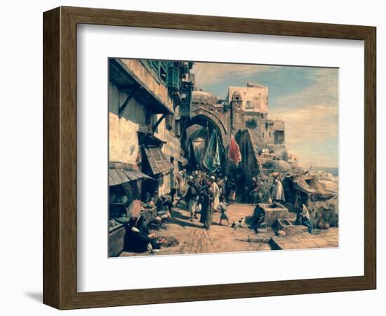 A Street Scene in Jaffa, 1890-Gustav Bauernfeind-Framed Giclee Print