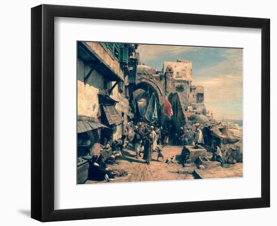 A Street Scene in Jaffa, 1890-Gustav Bauernfeind-Framed Giclee Print