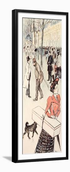 A Street Scene. One of twenty illustrations for 'Autour Trottoir'-Théophile-Alexandre Steinlen-Framed Premium Giclee Print