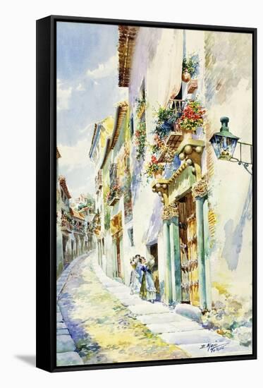 A Street Scene, Toledo-Marin Higuero Enrique-Framed Stretched Canvas