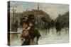 A Street Scene with Elegant Ladies, Paris-Max Lugi-Stretched Canvas