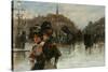 A Street Scene with Elegant Ladies, Paris-Max Lugi-Stretched Canvas